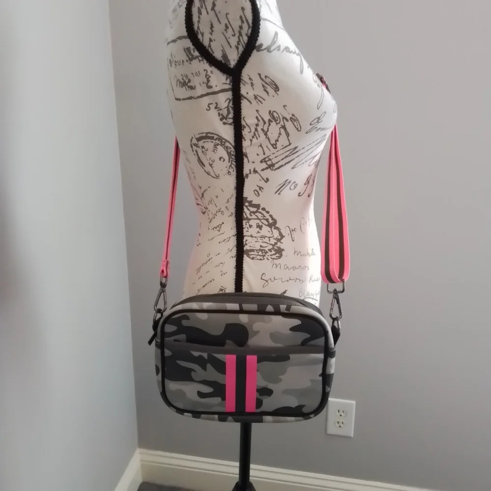 Haute Shore Drew Camo & Pink Neoprene Crossbody Bag